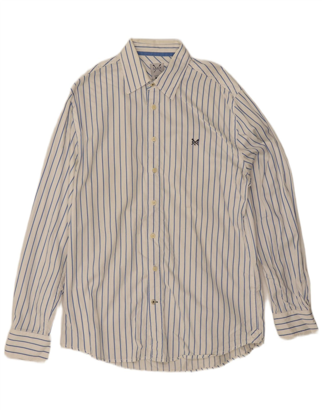 Crew Clothing Chemise Coupe Ajustée Homme Coton Rayé Blanc Moyen