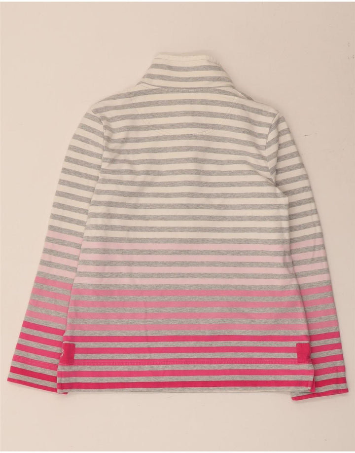 Joules Sweat-shirt à col boutonné pour femme UK 12 Gris moyen rayé