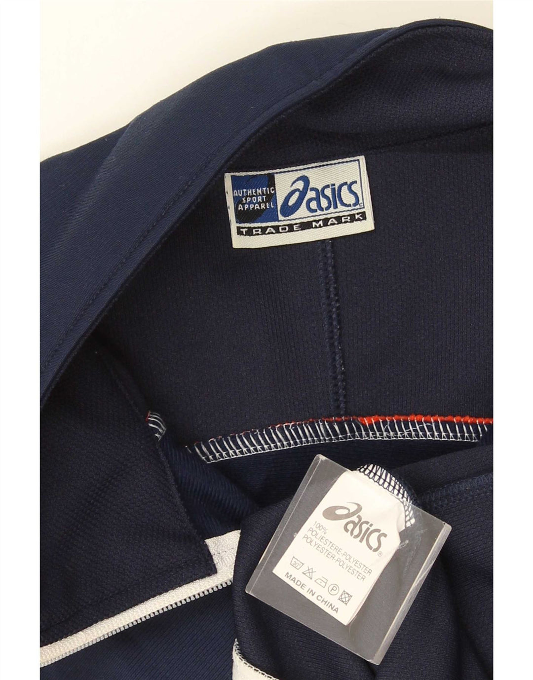 Asics Veste de survêtement pour homme Large Bleu Marine Colorblock Polyester
