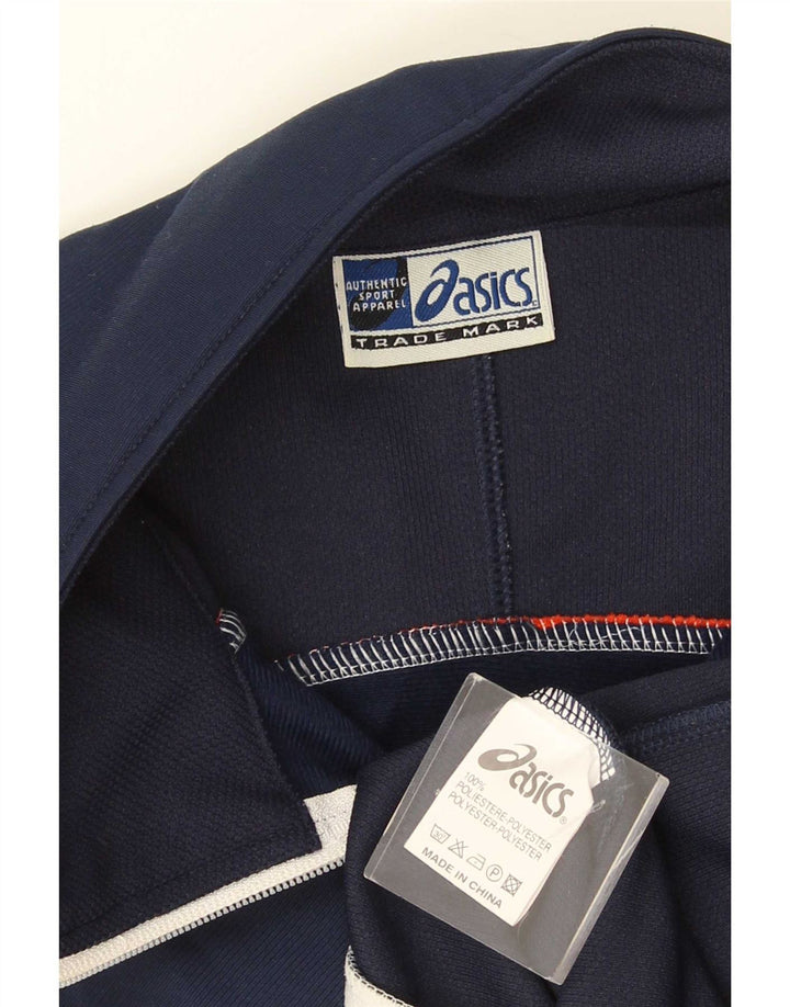 Asics Veste de survêtement pour homme Large Bleu Marine Colorblock Polyester