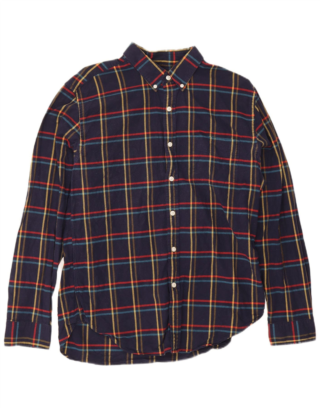 J. Crew Chemise en flanelle pour homme en coton à carreaux bleu marine