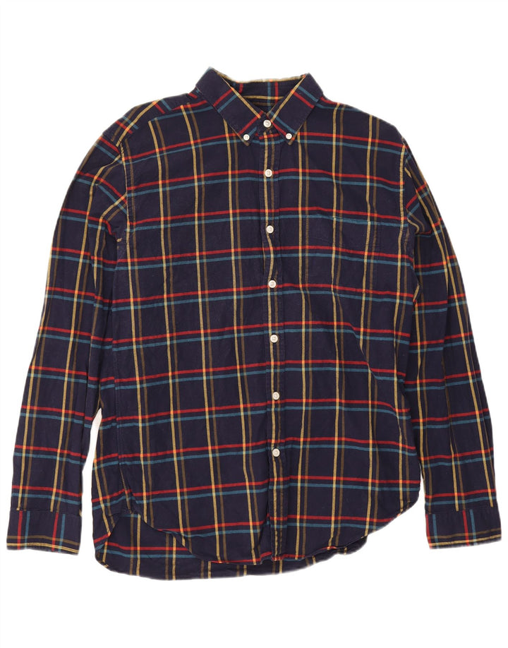 J. Crew Chemise en flanelle pour homme en coton à carreaux bleu marine