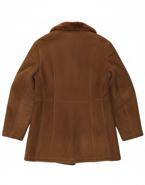 Veste en peau de mouton à double boutonnage vintage pour hommes IT 54 2XL Cuir marron