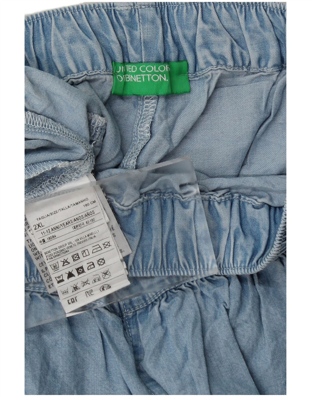 BENETTON Short décontracté pour fille 11-12 ans 2XL W28 Bleu Lyocell