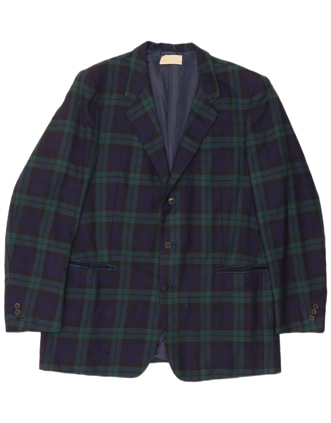 AQUASCUTUM Veste blazer à 3 boutons pour homme UK 40 Grand carreaux bleu marine