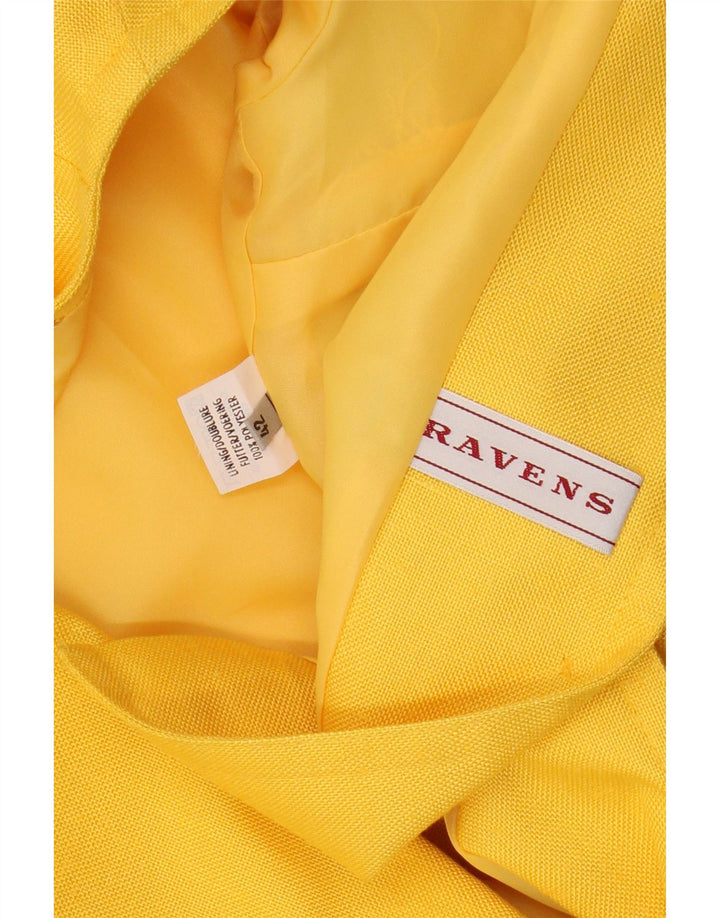 RAVENS Veste blazer courte à 1 bouton pour femme IT 42 Jaune moyen Polyester
