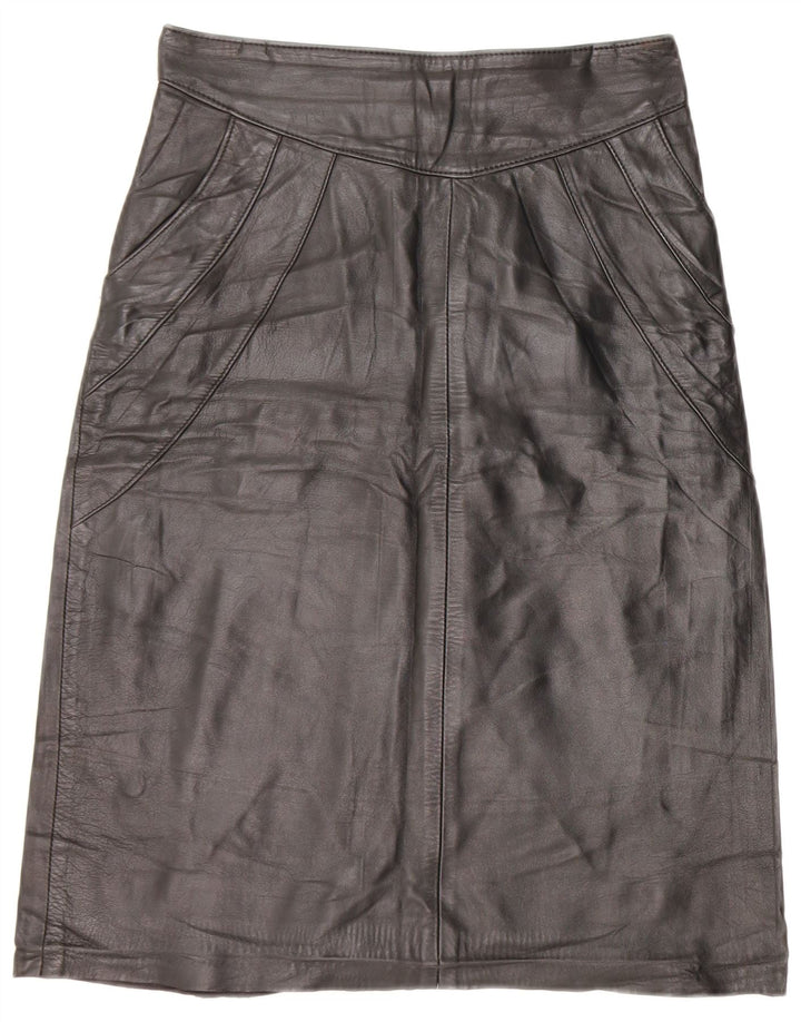 jupe en cuir femme vintage IT 42 Medium W26 Cuir Noir