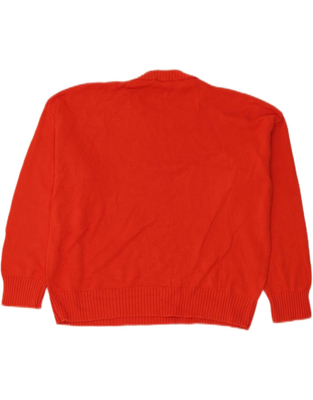 Benetton Pull surdimensionné à col rond pour femme UK 14 Rouge moyen Coton