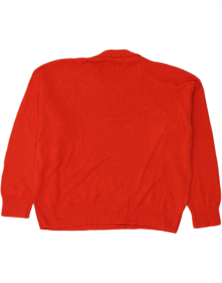 Benetton Pull surdimensionné à col rond pour femme UK 14 Rouge moyen Coton