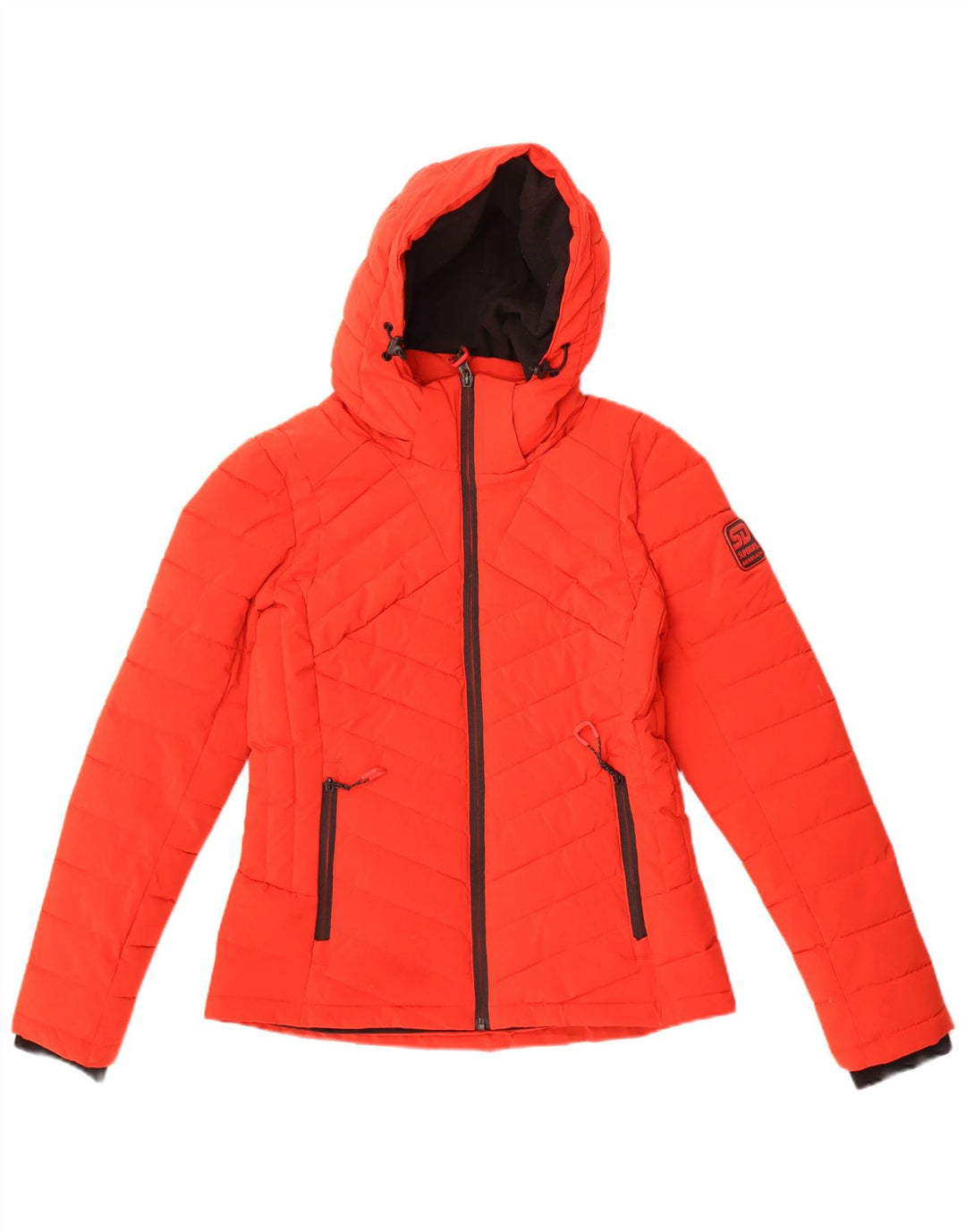 Superdry Veste matelassée à capuche pour femme UK 8 Small Rouge Polyester