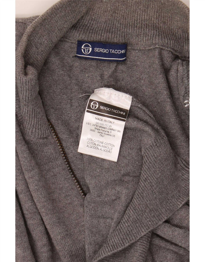 Sergio Tacchini Pull Cardigan Homme Gris Moyen Coton