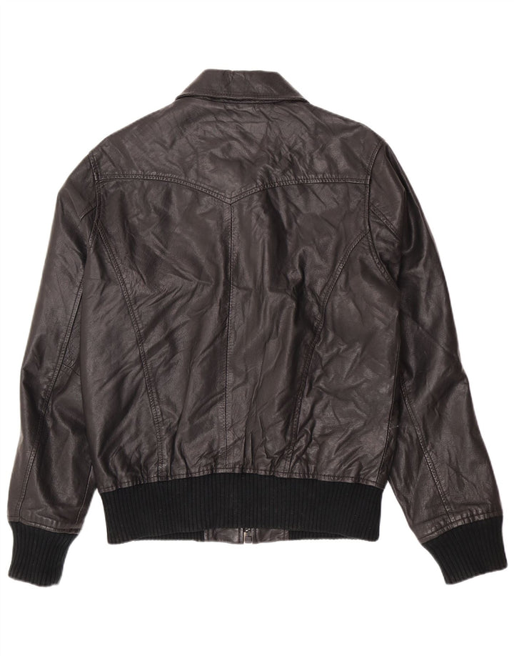 Jack & Jones Veste en cuir pour homme UK 36 Small Noir