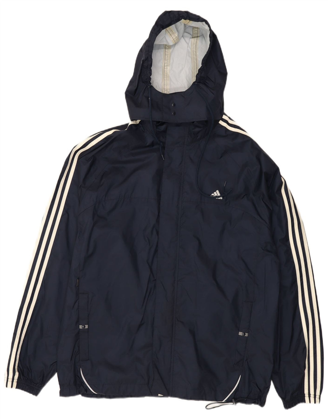 ADIDAS Veste de pluie à capuche pour homme UK 40 Large Bleu Marine Nylon