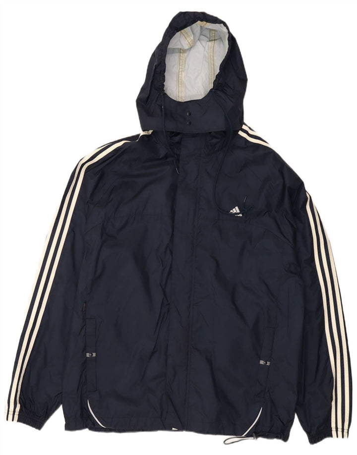 ADIDAS Veste de pluie à capuche pour homme UK 40 Large Bleu Marine Nylon