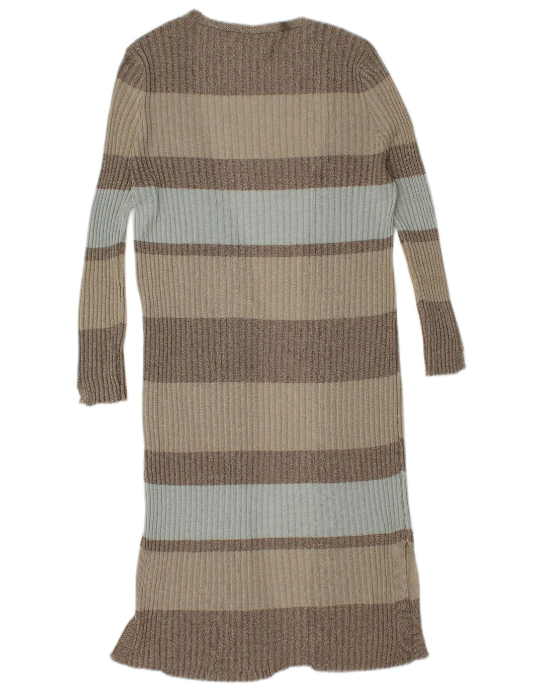 Zara Womens Longline Cardigan Sweater UK 12 Moyen Multicolore Rayé