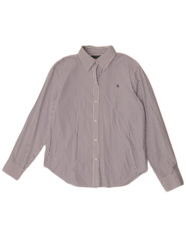 Chemise Ralph Lauren Femme UK 14 Coton à fines rayures bleu moyen