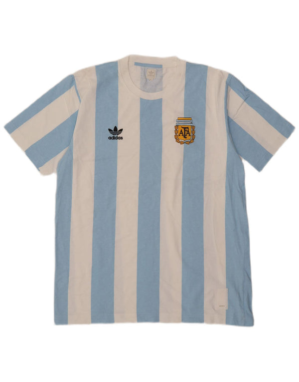 Adidas T-Shirt Graphique Homme Bleu Moyen Rayé Coton
