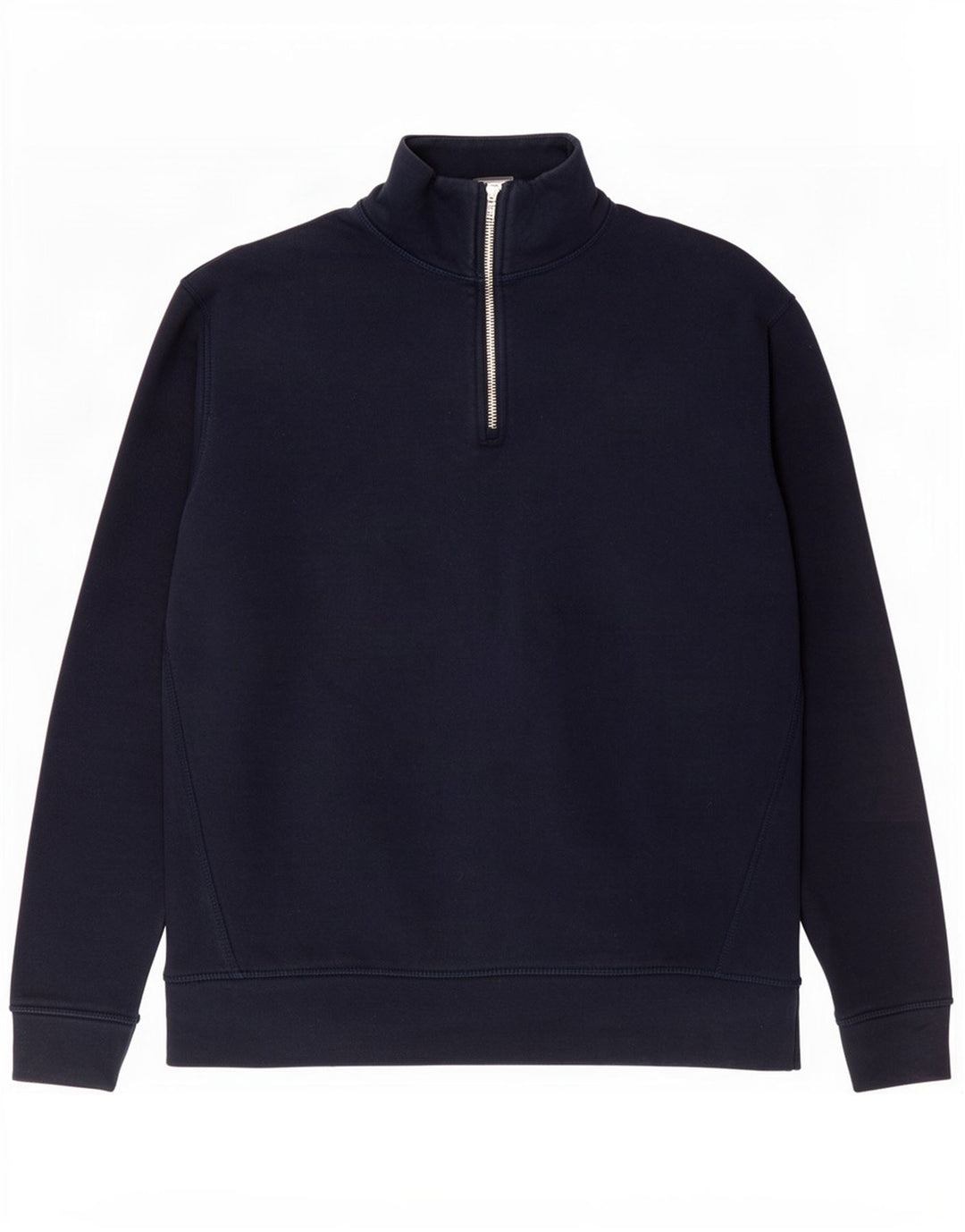 Zara Homme Zip Neck Sweatshirt Jumper Moyen Bleu Marine Polyester