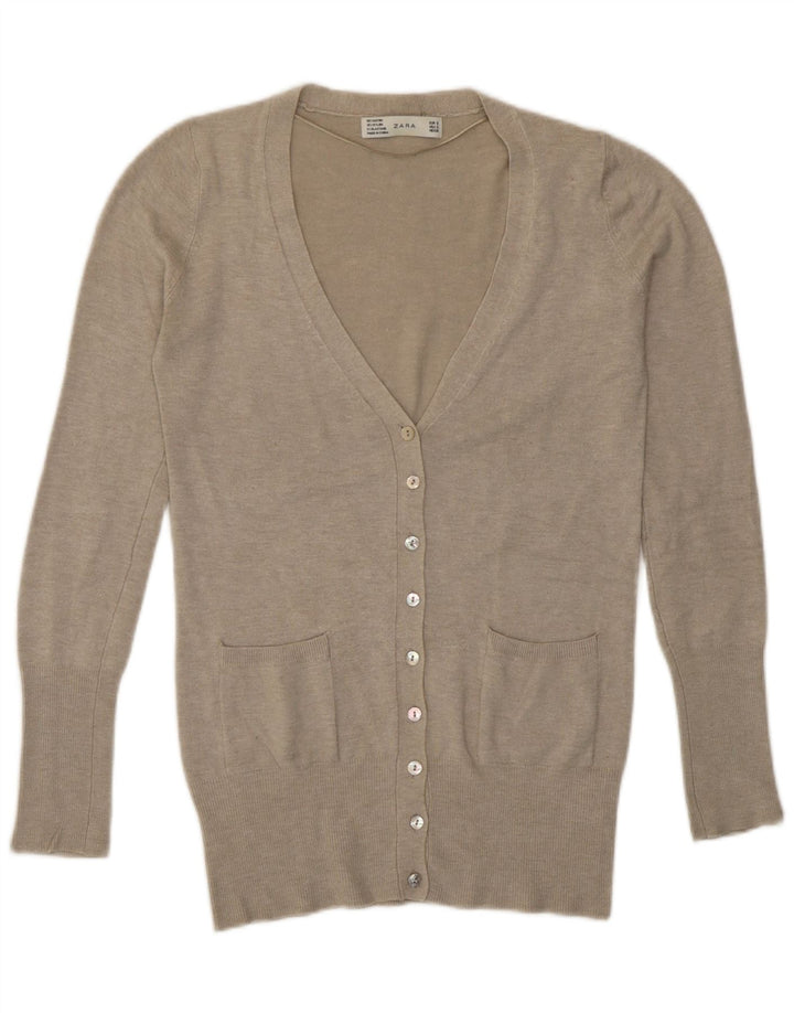 Zara Cardigan Femme Pull UK 10 Petit Gris