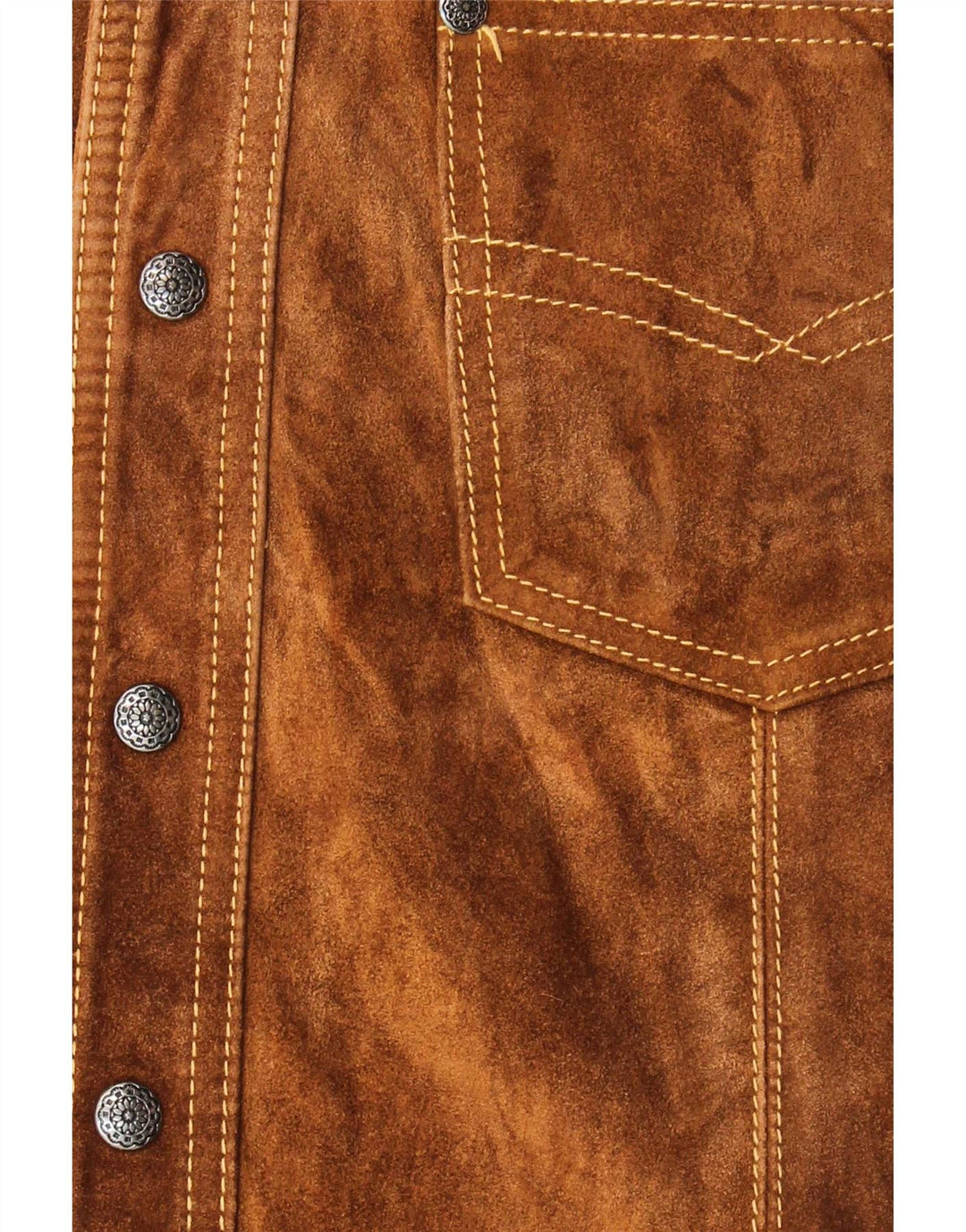 vintage Mens Daim Gilet UK 36 Petit Brun
