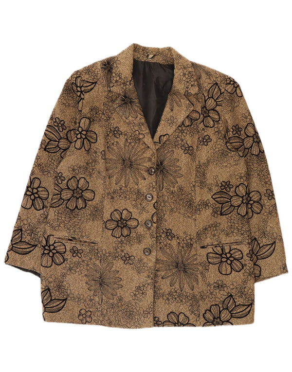 vintage Femme 4 Bouton Blazer Veste IT 56 4XL Marron Floral