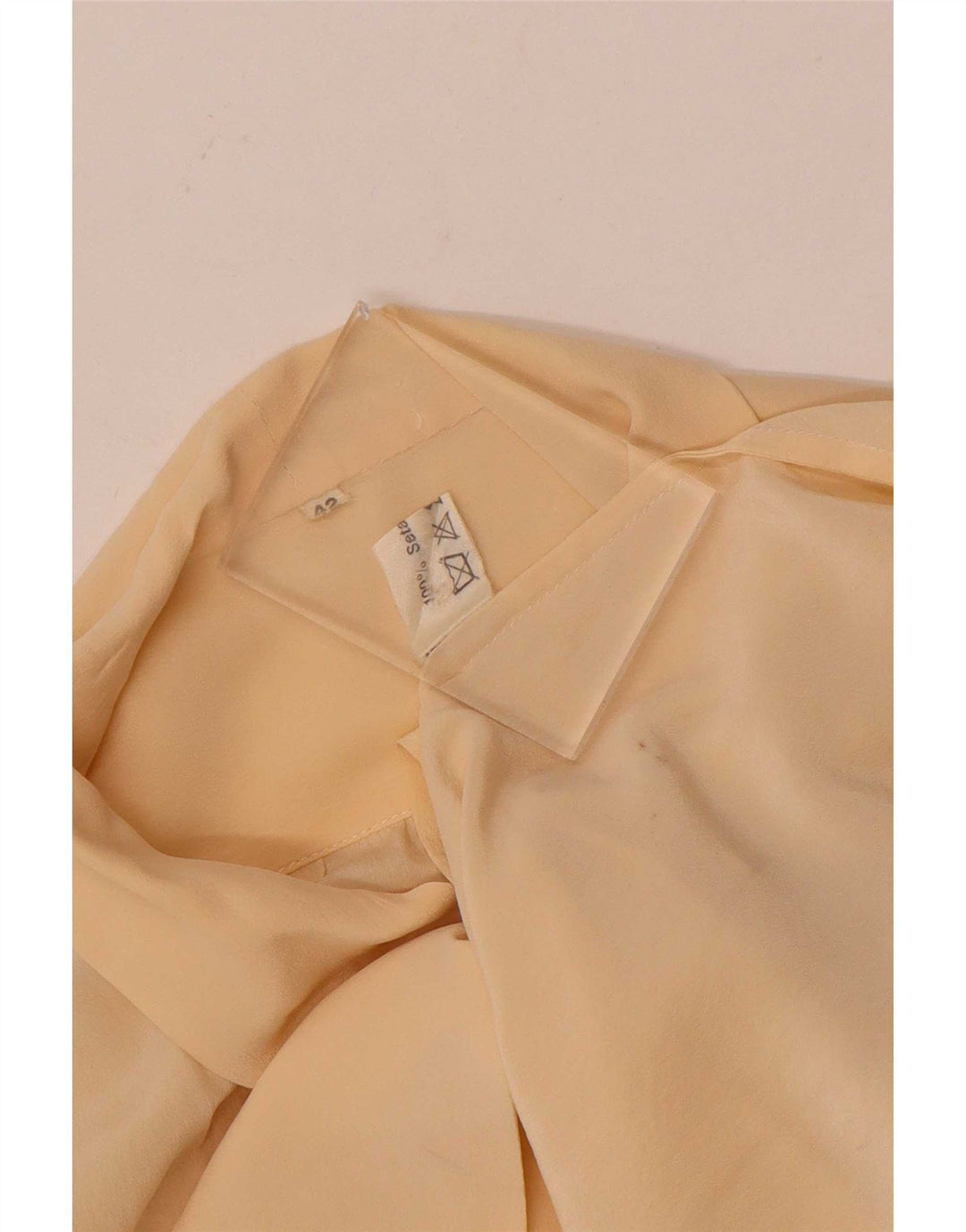 vintage Femme Front Tie Shirt Blouse IT 42 Soie Jaune Moyenne