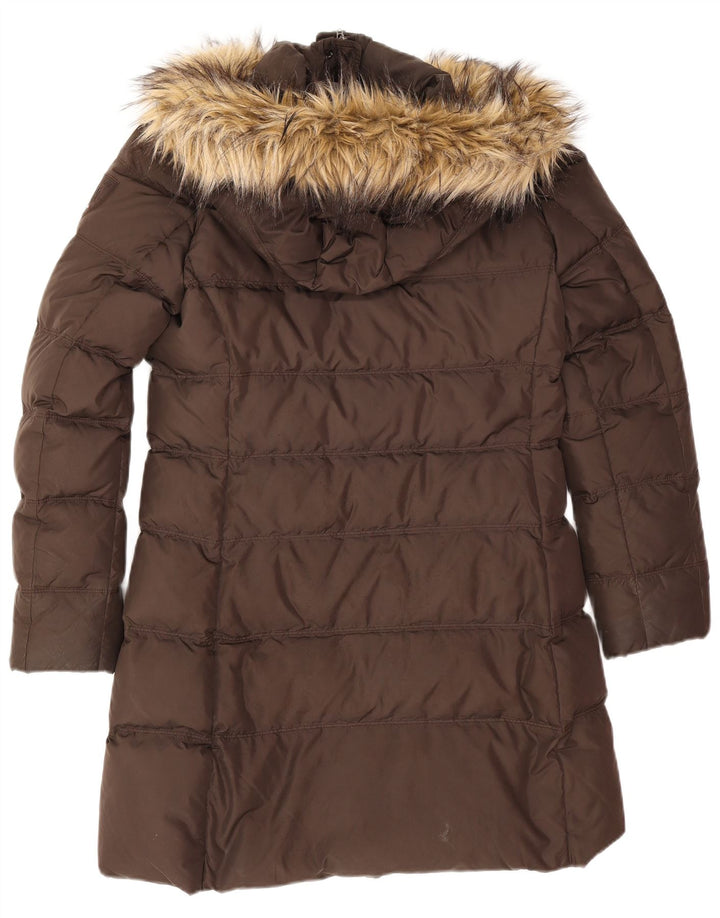 Tommy Hilfiger Manteau rembourré à capuche pour femme UK 14 Marron moyen Polyester