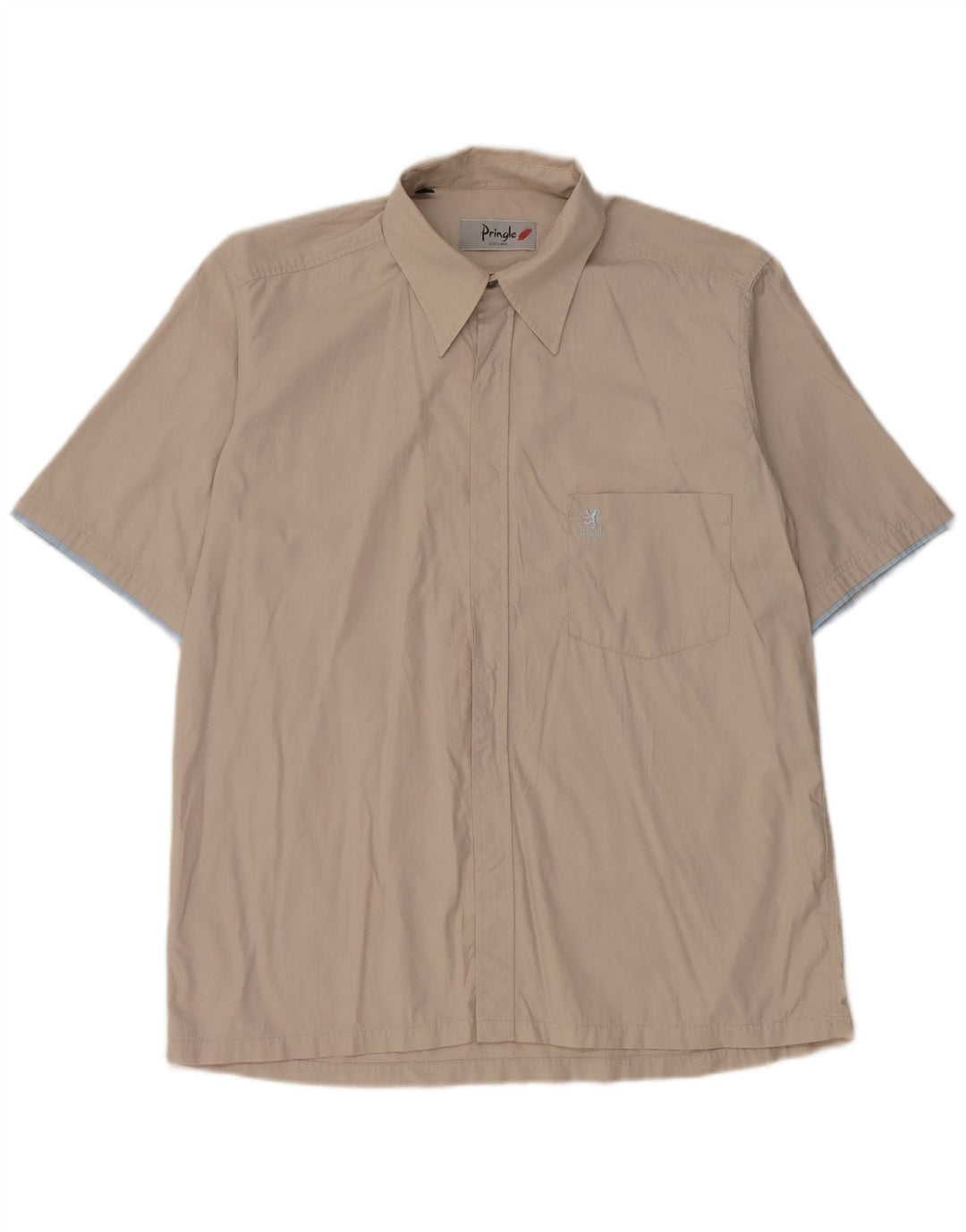 Pringle Chemise à manches courtes pour homme Taille 15,5 Coton gris moyen