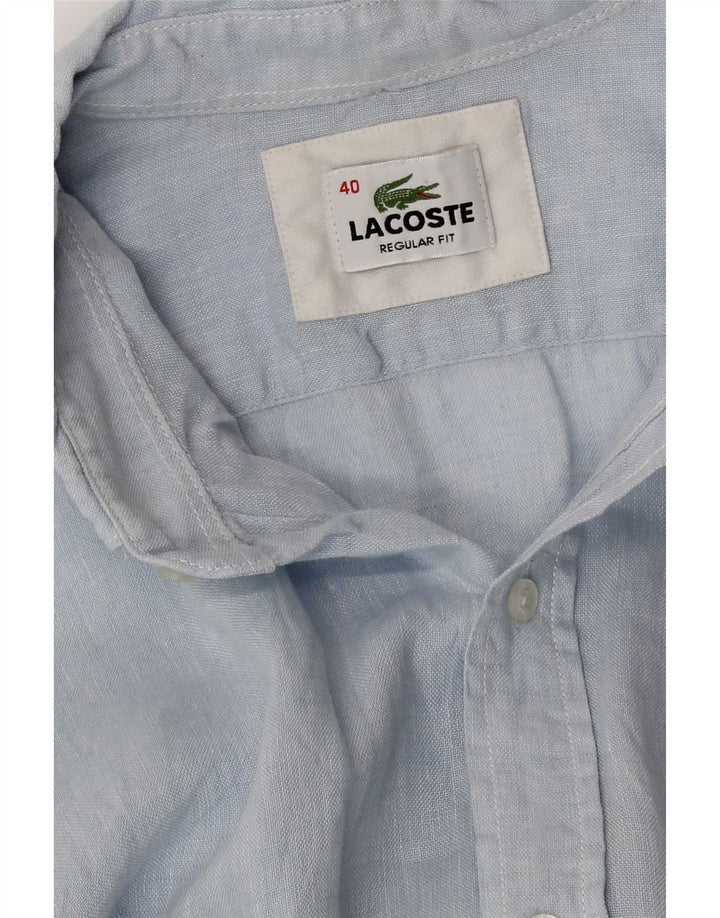 Lacoste Chemise Regular Fit Homme Taille 40 Lin Bleu Moyen