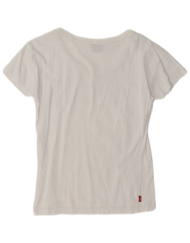 Levi's T-Shirt Graphique Femme UK 10 Small Blanc