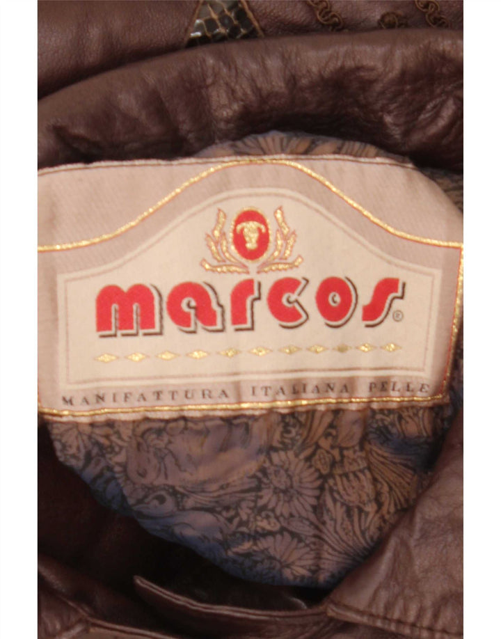 Marcos Manteau en cuir surdimensionné pour femme IT 40 Petit cuir marron
