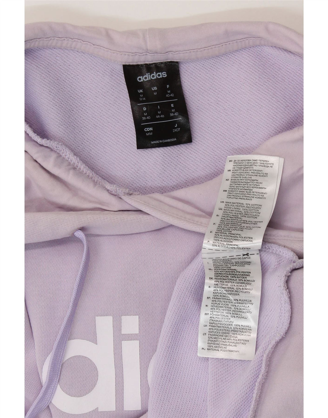 ADIDAS Pull à capuche graphique pour femme UK 12/14 Coton violet moyen