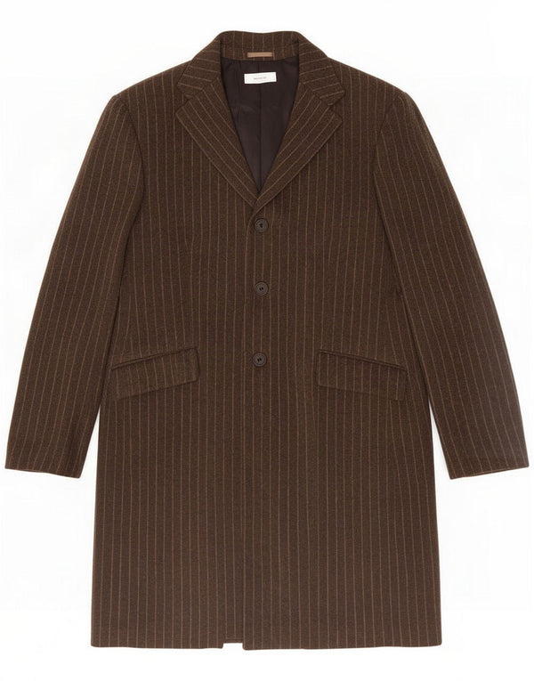 Sirmoney Veste blazer longue à 3 boutons pour homme IT 56 3XL Marron à fines rayures
