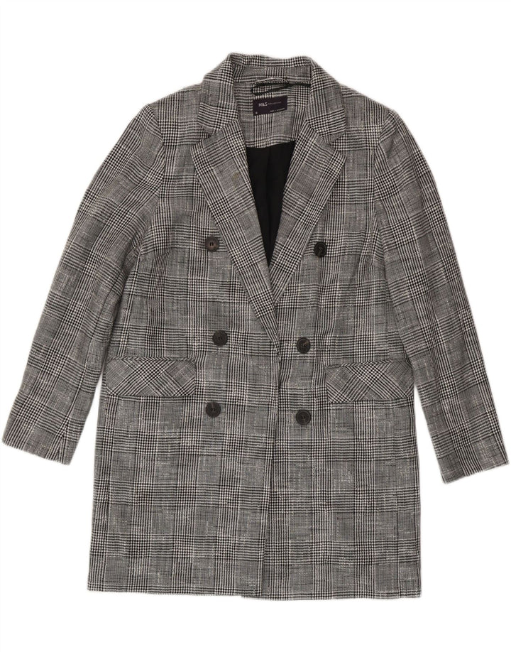 Marks & Spencer Manteau croisé pour femme UK 10 petit carreaux gris
