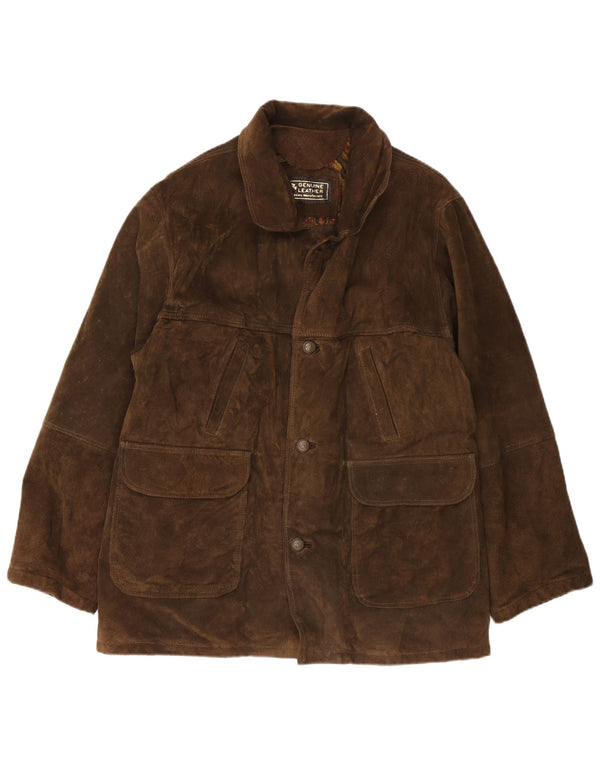 veste en daim homme vintage UK 42 XL cuir marron