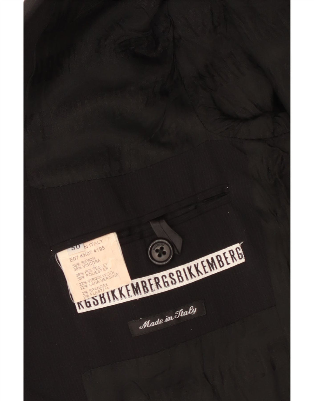 BIKKEMBERGS Veste Blazer 2 Boutons Homme IT 50 Large Noir Viscose