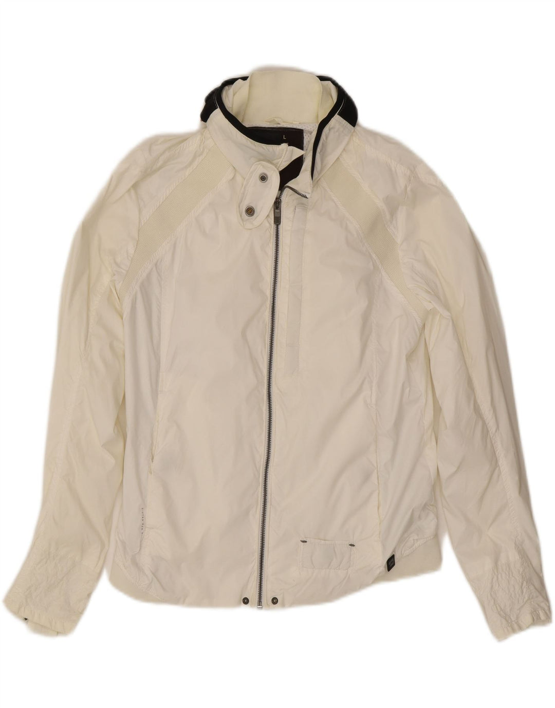 G-STAR Veste de pluie à capuche pour femme UK 14 Large Blanc Polyamide