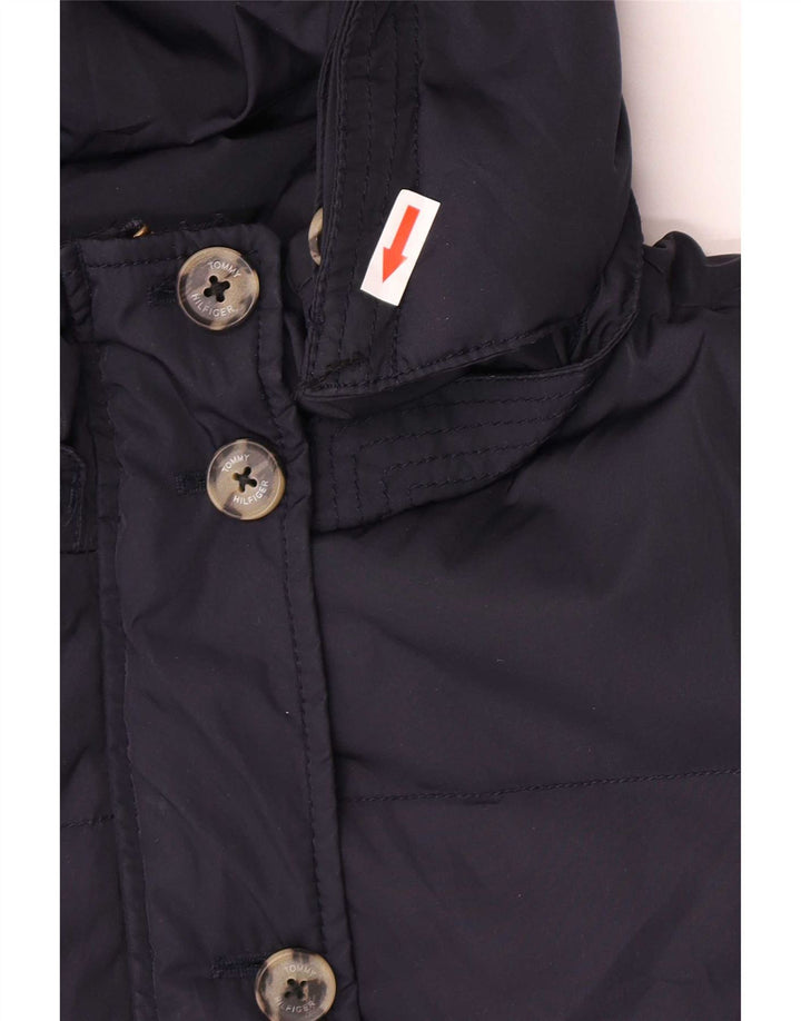 Tommy Hilfiger Veste matelassée à capuche pour femme UK 12 Bleu marine moyen Polyester