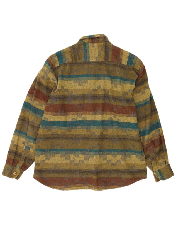 Massaro Chemise en flanelle pour homme à rayures kaki