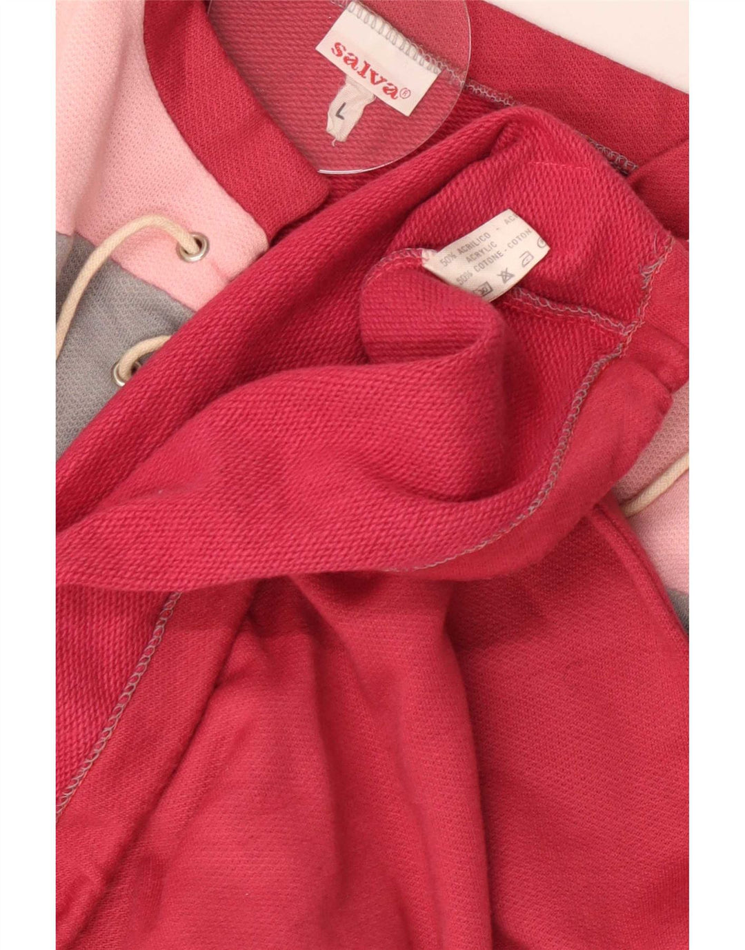 vintage Femme Sweat-shirt surdimensionné Jumper UK 16 Grand Colorblock Rouge