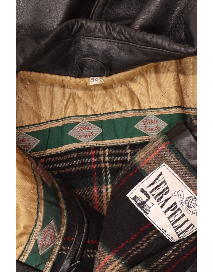 VINTAGE Veste en cuir homme IT 54 2XL Cuir noir
