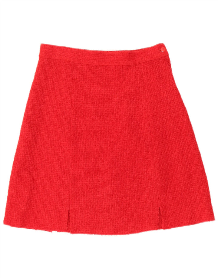 vintage Femmes 4 Bouton 2 Pièces Jupe Ensemble UK 12 Moyen W28 Laine Rouge
