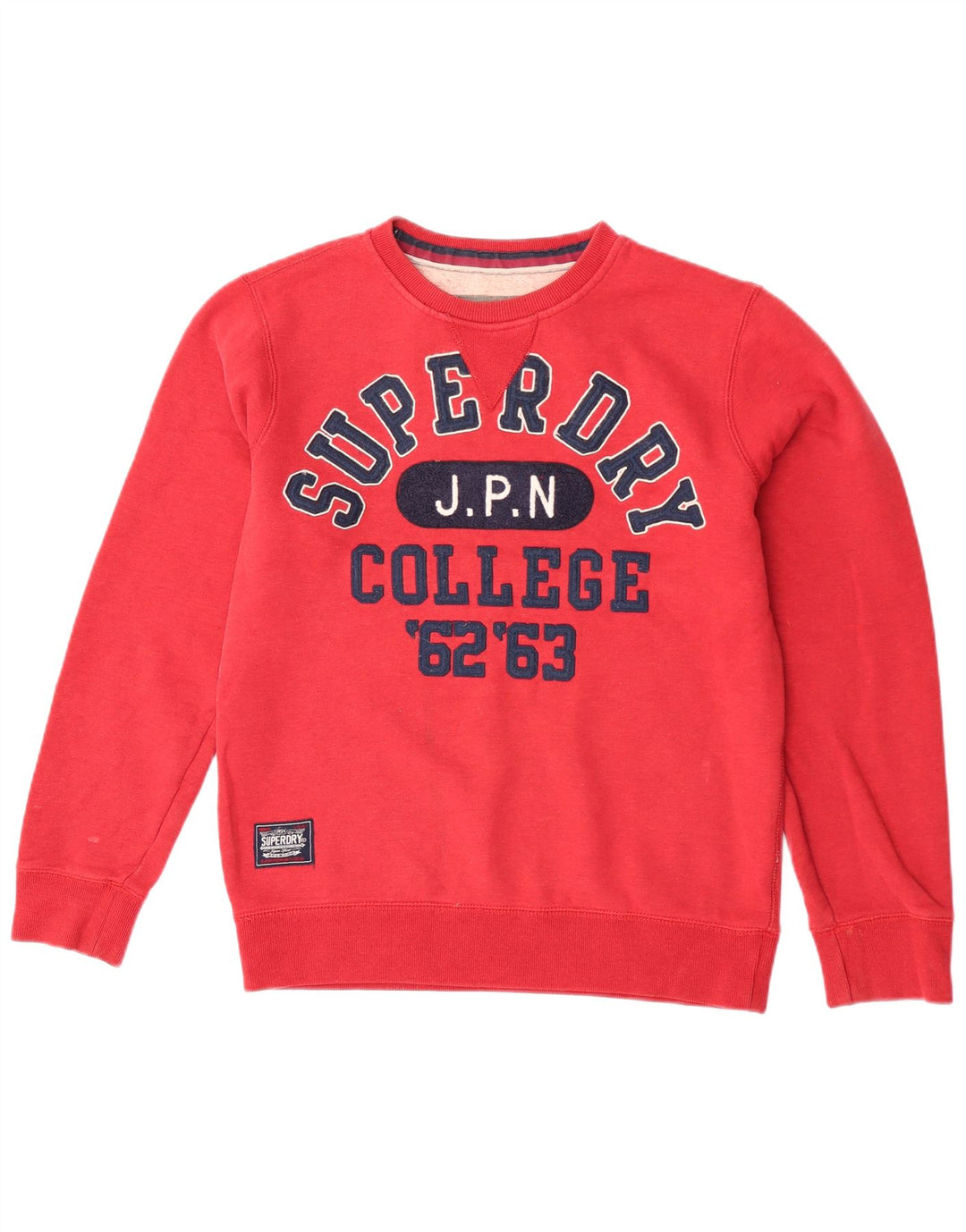 Superdry Homme Graphic Sweatshirt Jumper Large Rouge Coton