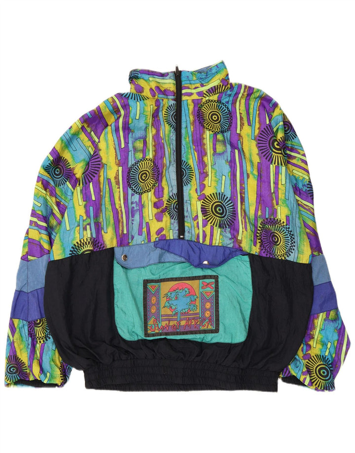 vintage Womens Abstract Pattern Anorak Jacket UK 16 Grand Multicolore
