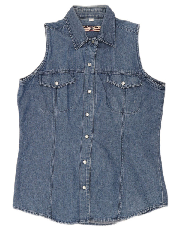 Brandon & C Chemise en jean sans manches pour femme UK 14 Bleu moyen