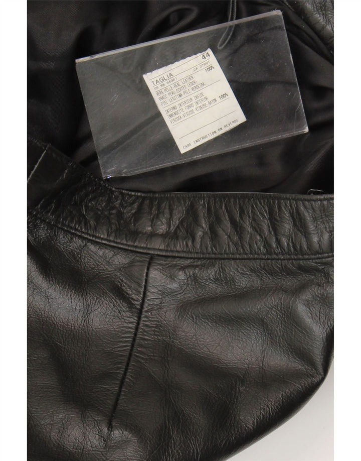 Pantalon en cuir Bootcut femme vintage IT 44 Medium W28 L30 Cuir noir