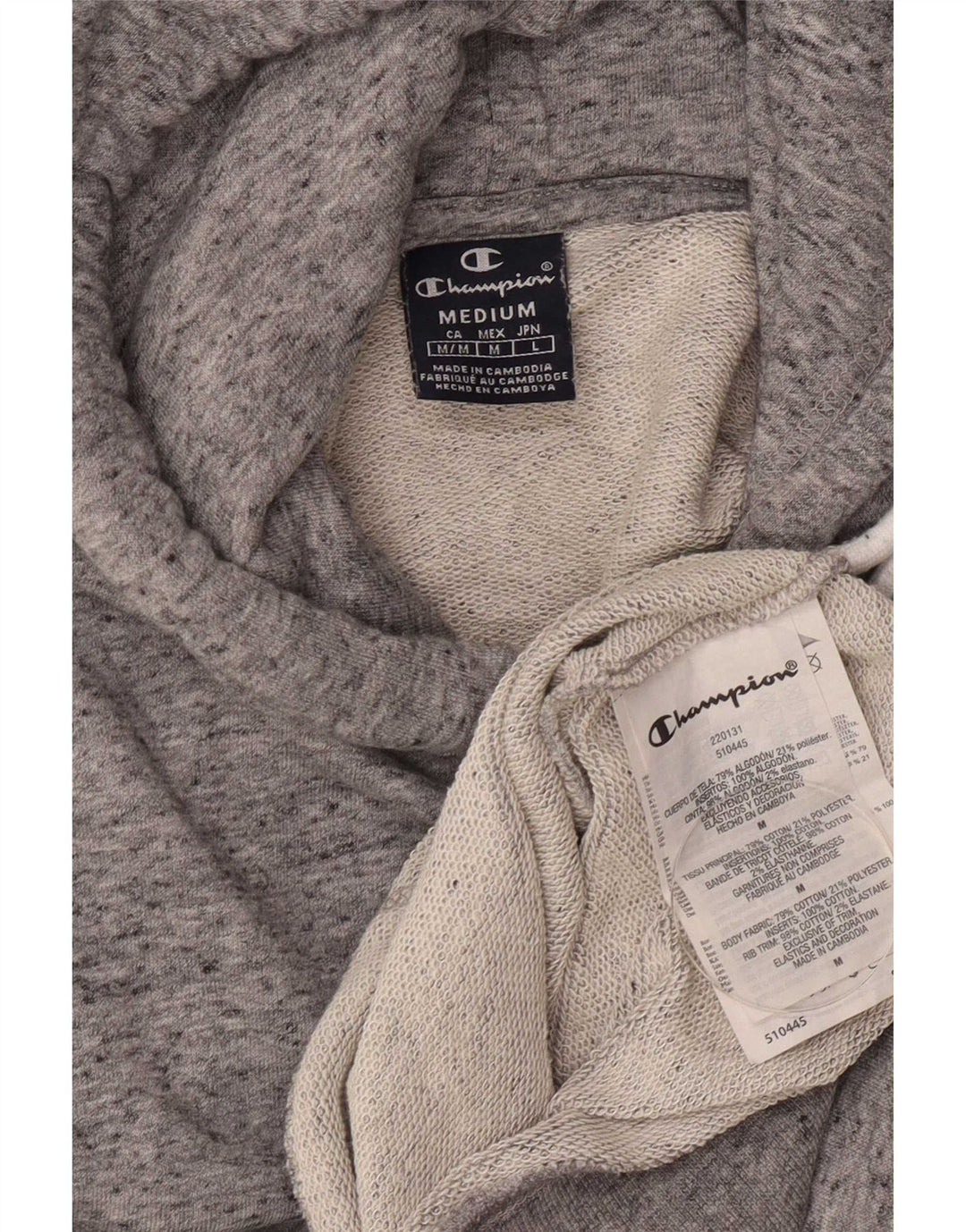 Champion Pull à Capuche Homme Gris Moyen Moucheté Coton