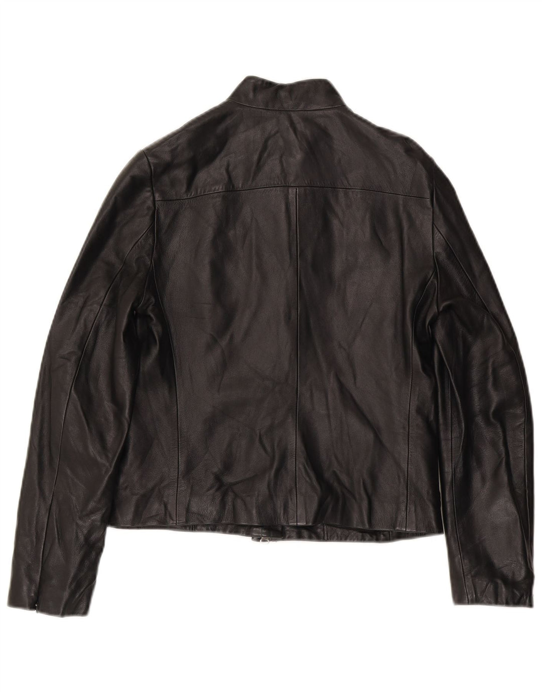 French Connection Veste en cuir pour femme UK 12 Cuir noir moyen
