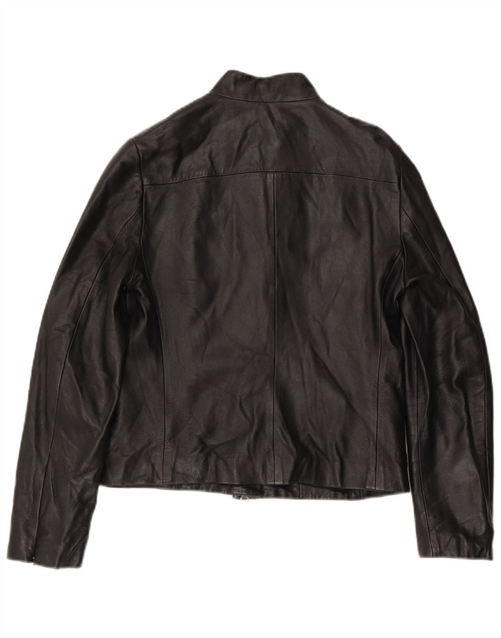 French Connection Veste en cuir pour femme UK 12 Cuir noir moyen