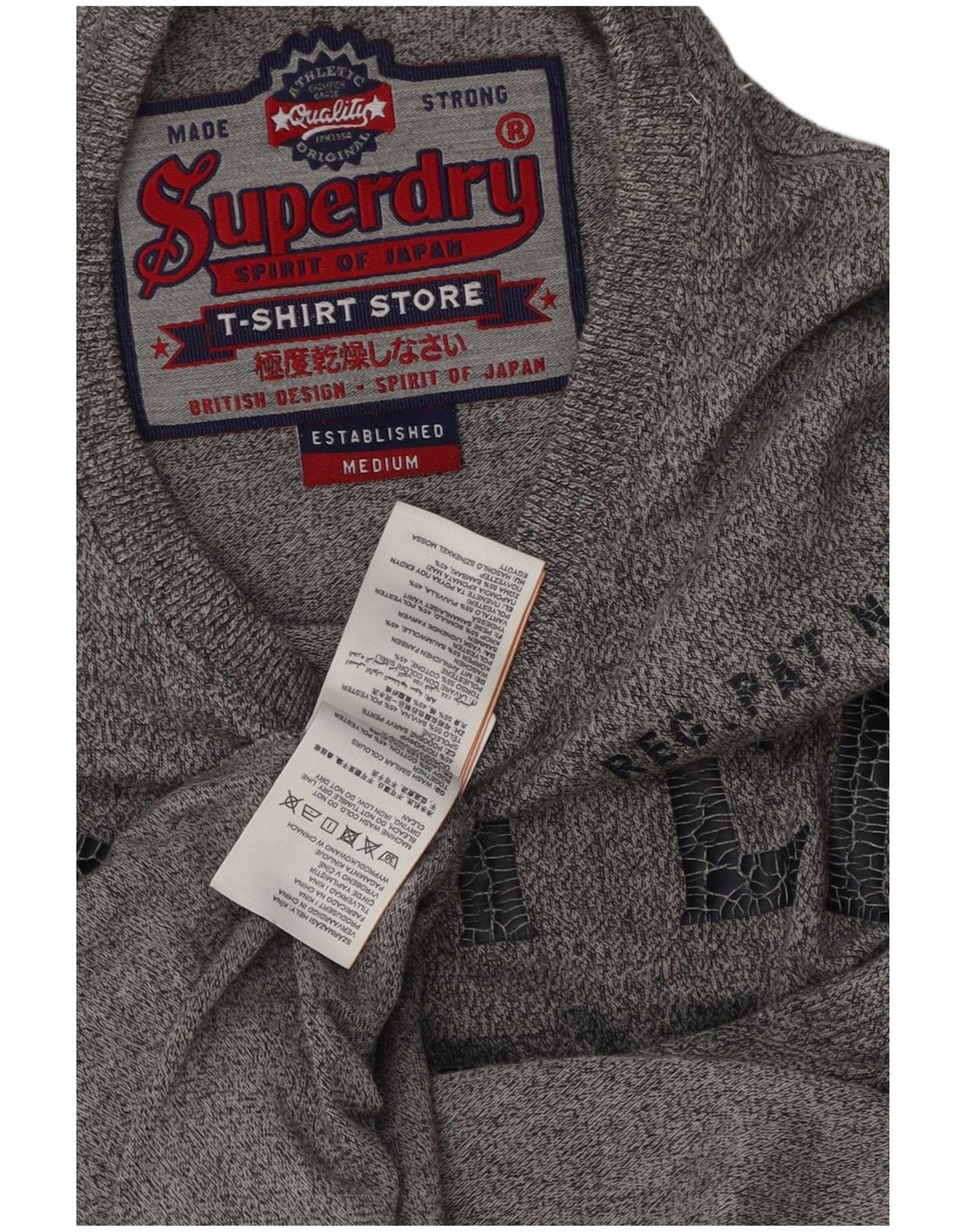Superdry T-Shirt Graphique Homme Gris Moyen Coton